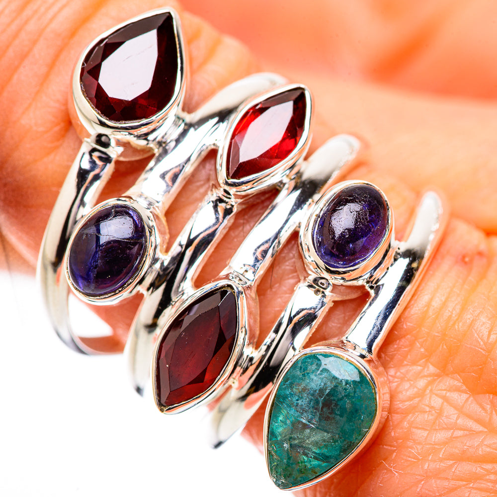 Large Garnet, Tanzanite, Apatite 925 Sterling Silver Ring Size 9.75 R135389