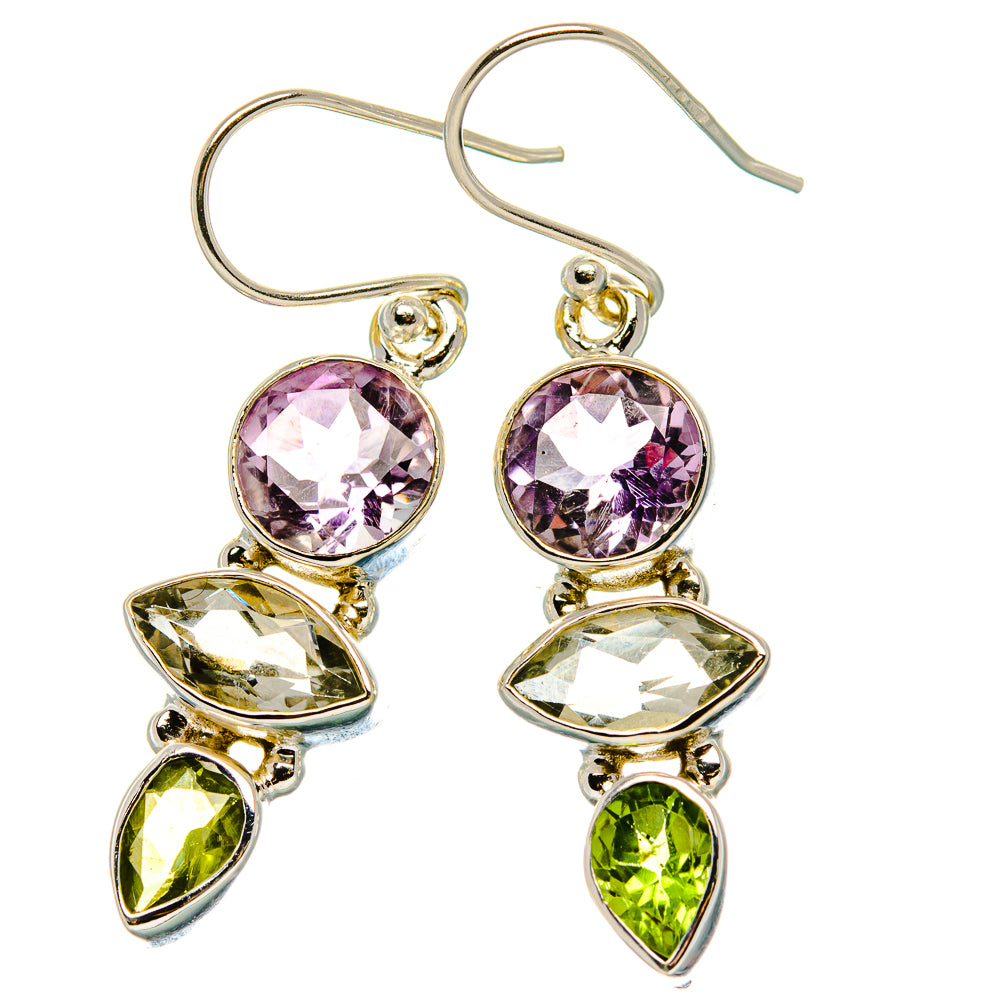 Green Amethyst, Amethyst, Peridot Earrings 1 1/2" (925 Sterling Silver) EARR431759