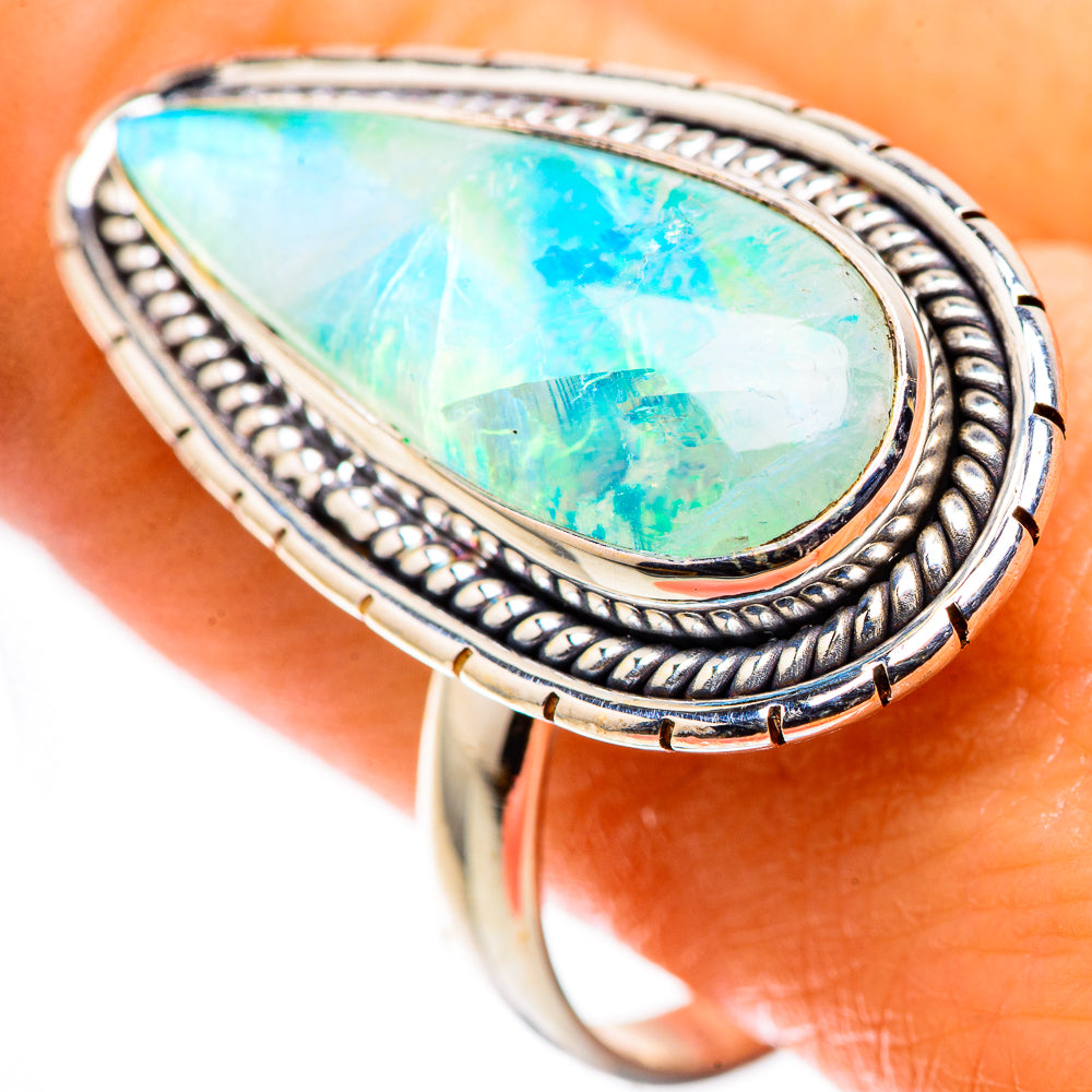 Large Green Moonstone Ring Size 10.75 (925 Sterling Silver) RING136191