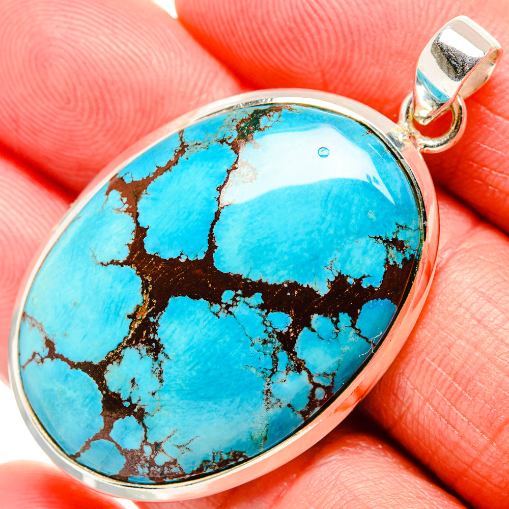 Tibetan Turquoise Pendant 2" (925 Sterling Silver) PD36849