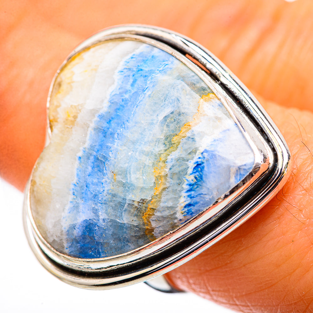 Large Blue Scheelite Ring Size 8.25 (925 Sterling Silver) RING135892