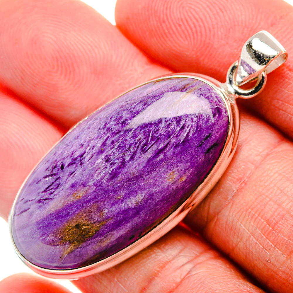 Charoite Pendant 1 7/8" (925 Sterling Silver) PD37458