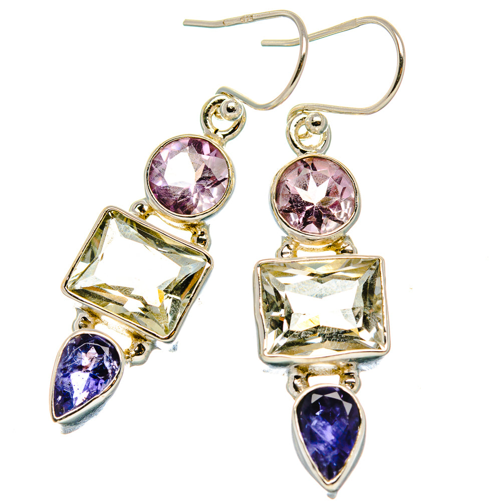 Green Amethyst, Amethyst, Peridot 925 Sterling Silver Earrings 1 3/4" E431745