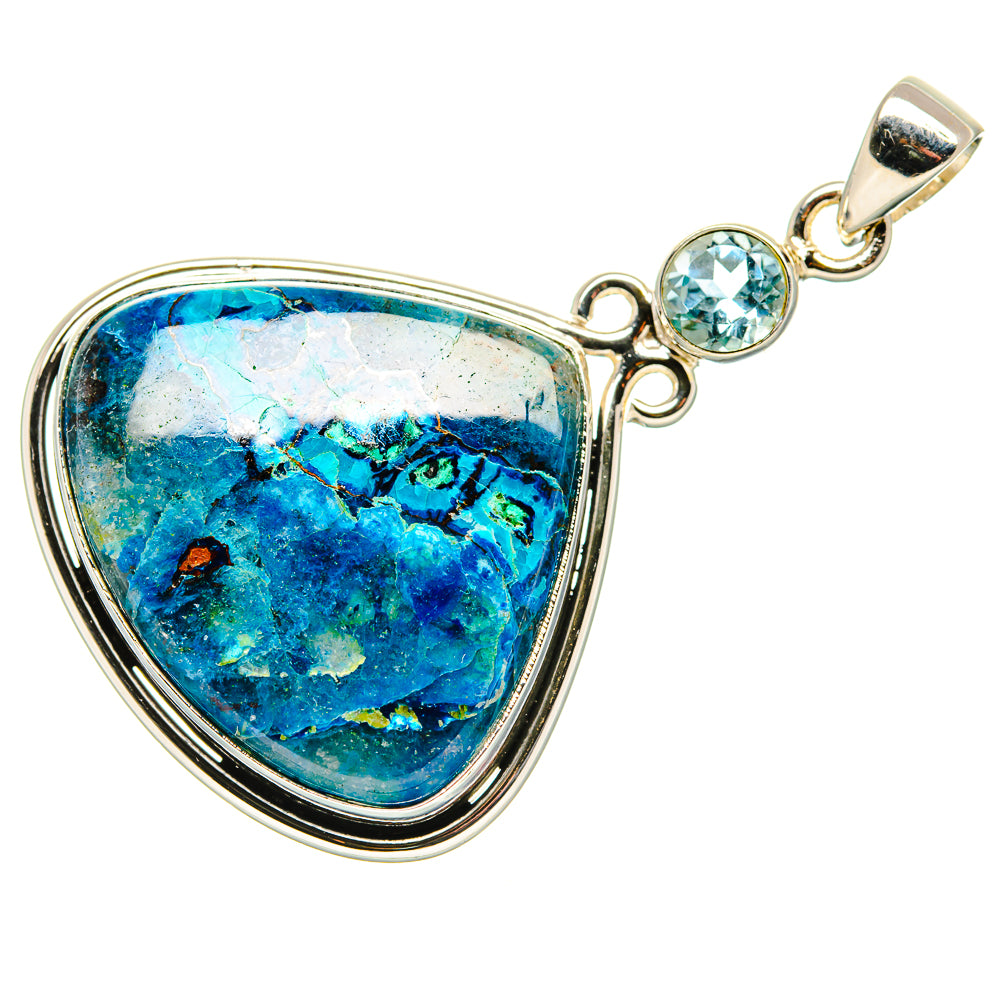 Chrysocolla, Blue Topaz Pendant 2"  (925 Sterling Silver) PD36896