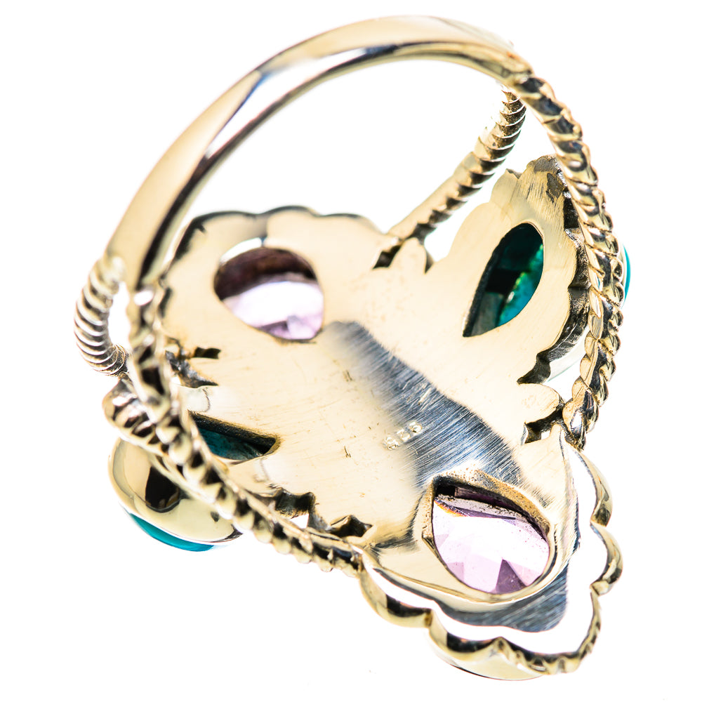 Large Faceted Amethyst, Sleeping Beauty Turquoise Ring Size 8.25 (925 Sterling Silver) RING134759