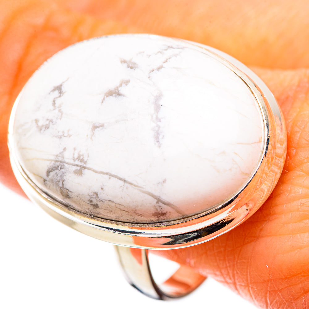 Anasilvercos Large Howlite Ring Size 11.75 (925 Sterling Silver)
