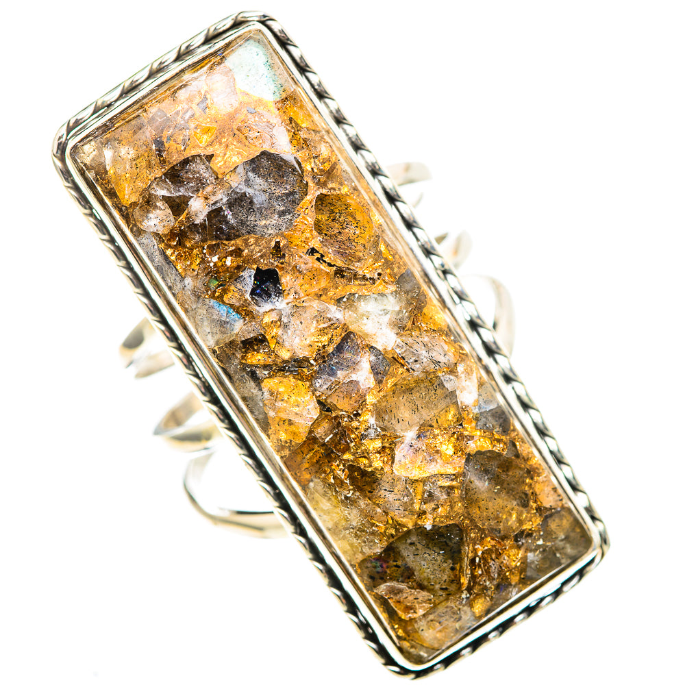 Gigantic Brecciated Labradorite Ring Size 10.5 (925 Sterling Silver) RING136947