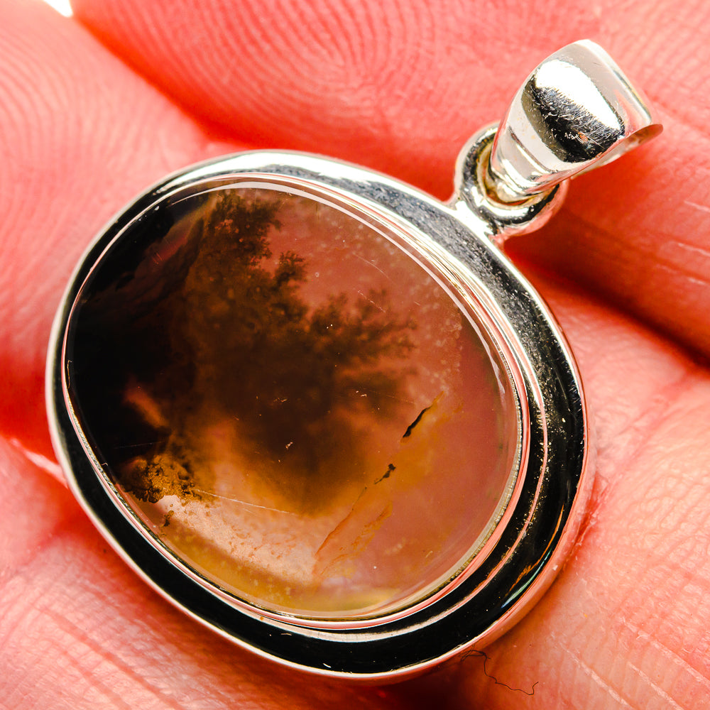 Scenic Dendritic Agate Pendant 1 1/4" (925 Sterling Silver) PD37353