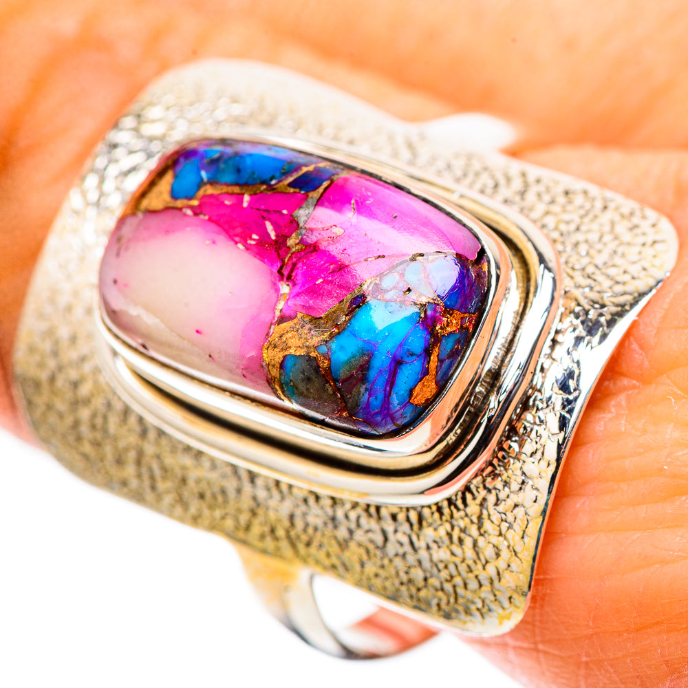 Kingman Pink Dahlia Turquoise 925 Sterling Silver Ring Size 10.25 (925 Sterling Silver) RING137736