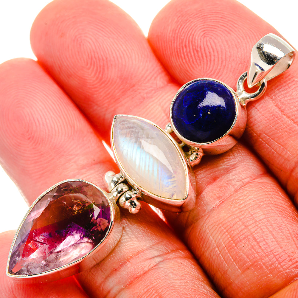Faceted Ametrine, Rainbow Moonstone, Lapis Lazuli Pendant 2 3/8" (925 Sterling Silver) PD37585