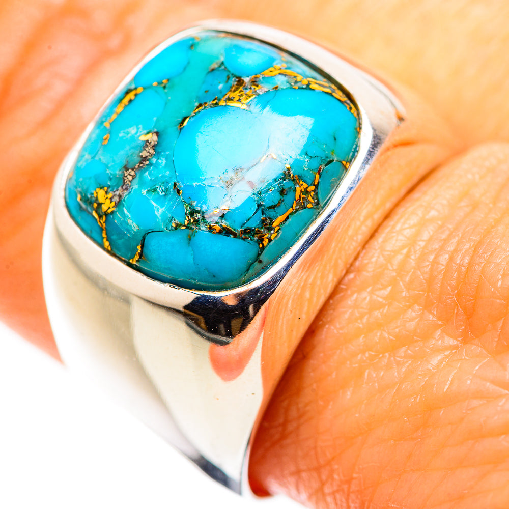 Blue Copper Composite Turquoise Ring Size 9 (925 Sterling Silver) RING134782