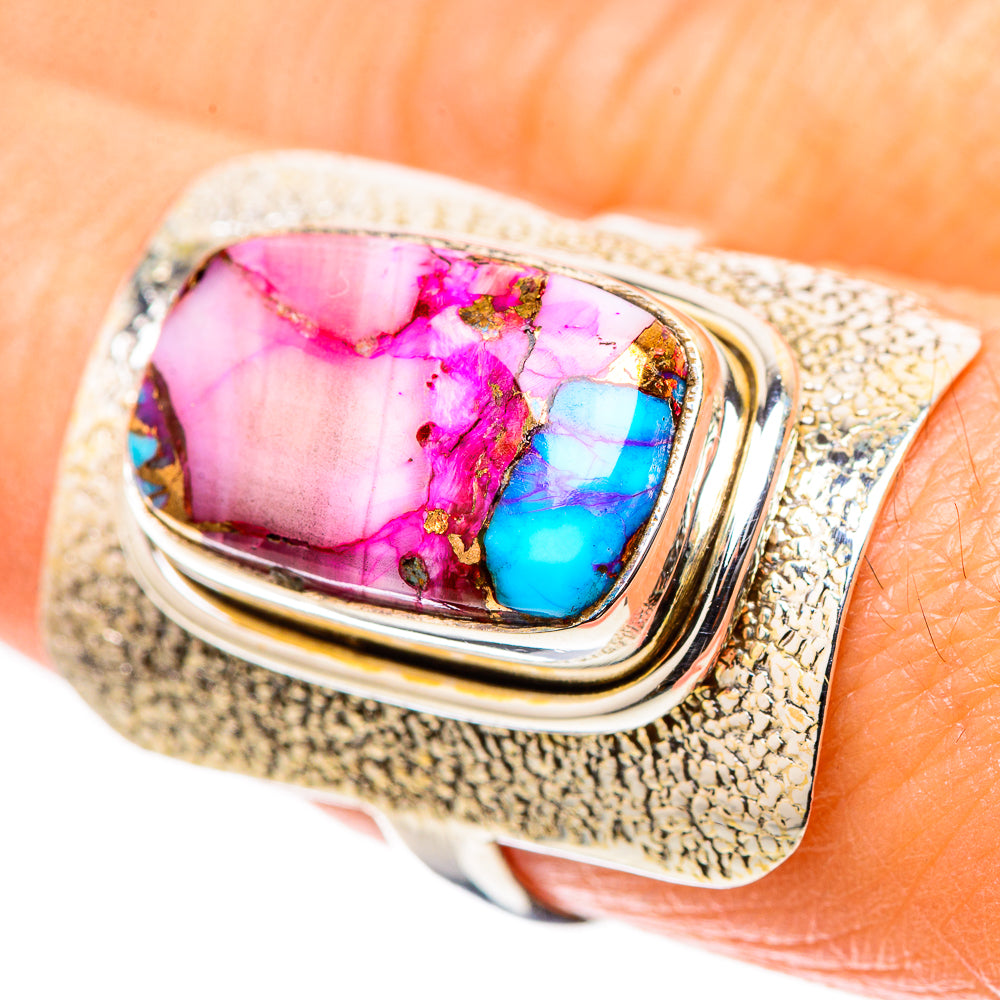 Kingman Pink Dahlia Turquoise 925 Sterling Silver Ring Size 8 (925 Sterling Silver) RING137709