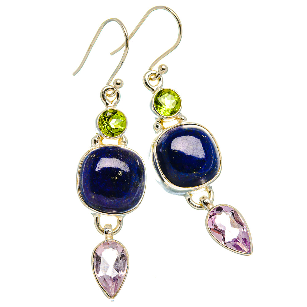 Lapis Lazuli, Kunzite, Peridot Earrings 2" (925 Sterling Silver) EARR431881