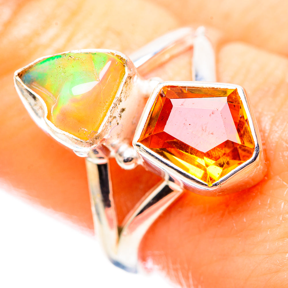 Rough Ethiopian Opal, Citrine 925 Sterling Silver Ring Size 9 (925 Sterling Silver) RING137402