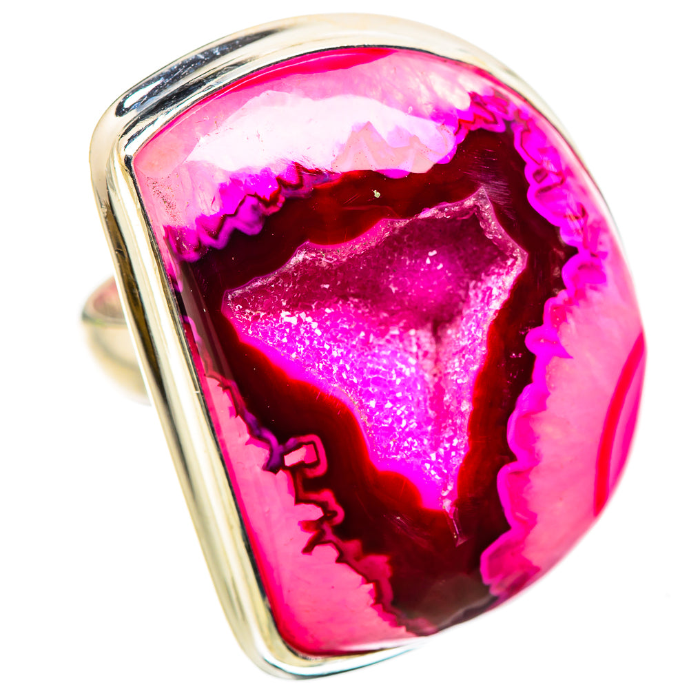 Anasilvercos Large Pink Window Druzy Ring Size 7 (925 Sterling Silver)