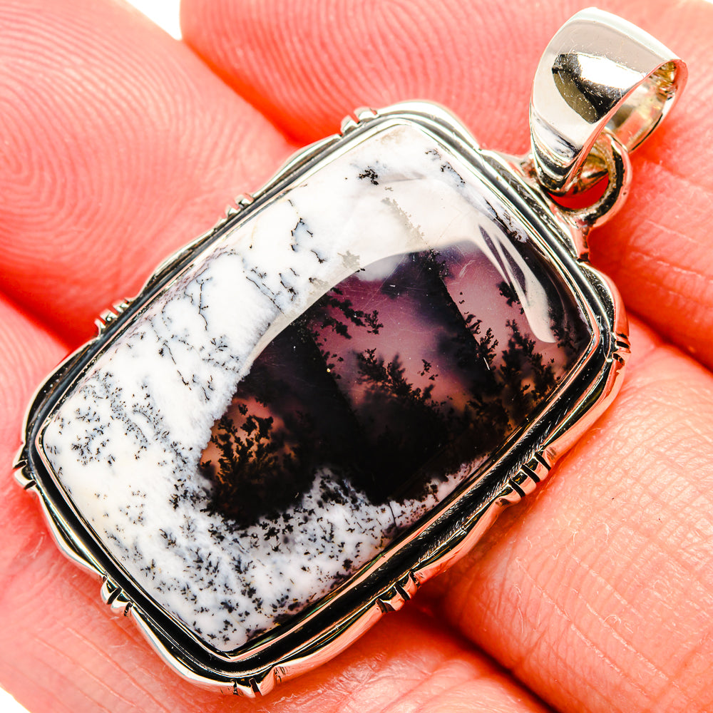 Dendritic Opal Pendant 1 5/8" (925 Sterling Silver) PD36740