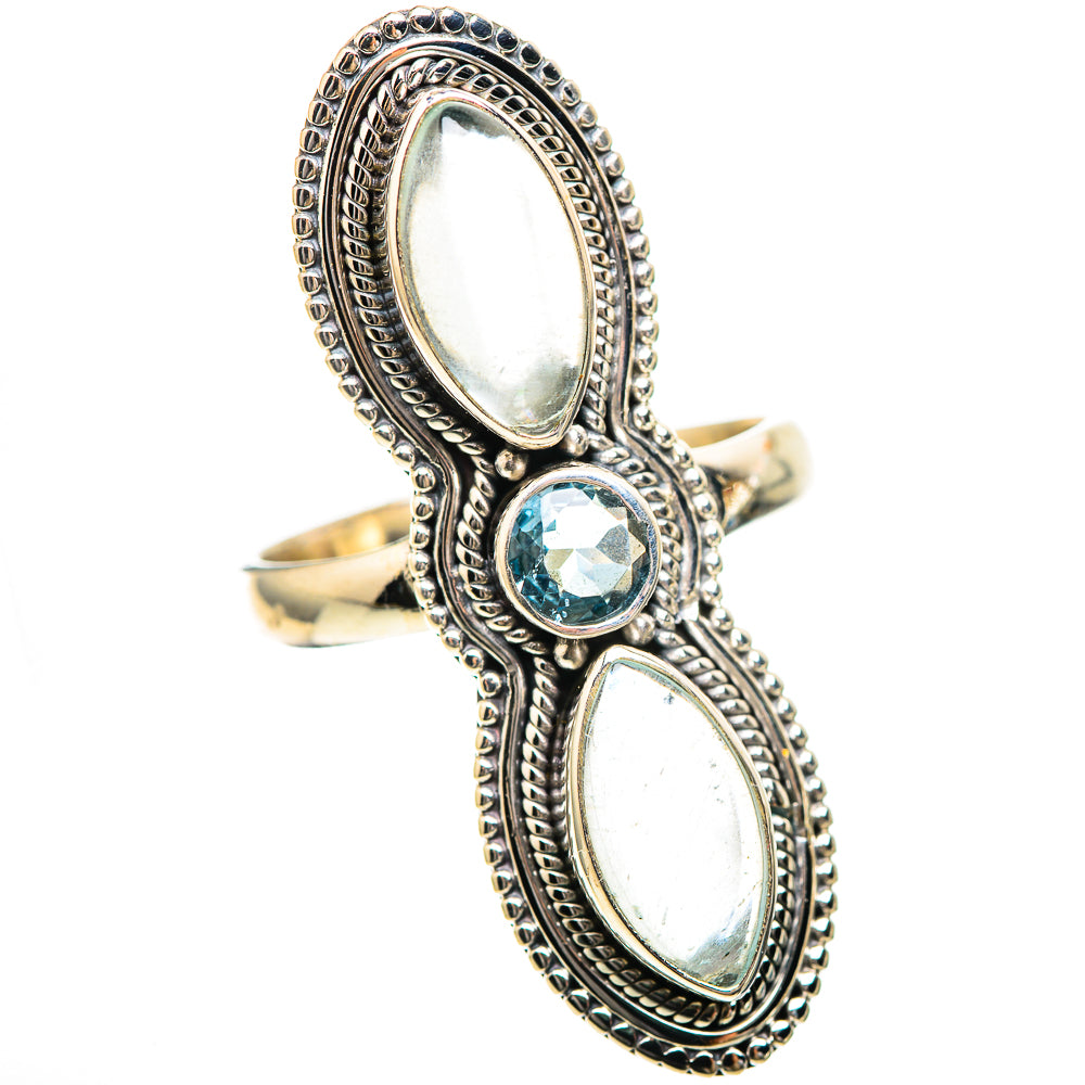 Large Aquamarine, Blue Topaz 925 Sterling Silver Ring Size 9 Ana Co R136355