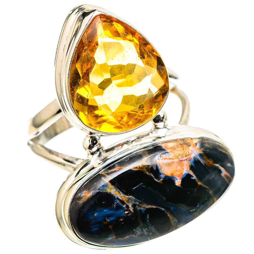 Large Pietersite, Citrine 925 Sterling Silver Ring Size 7.75 (925 Sterling Silver) RING137762
