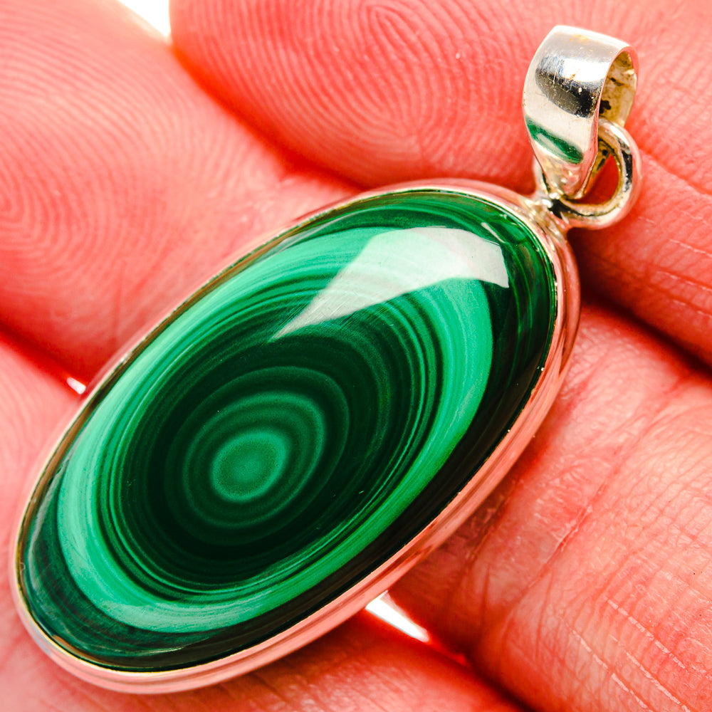Malachite Pendant 1 3/4"  (925 Sterling Silver) PD37195