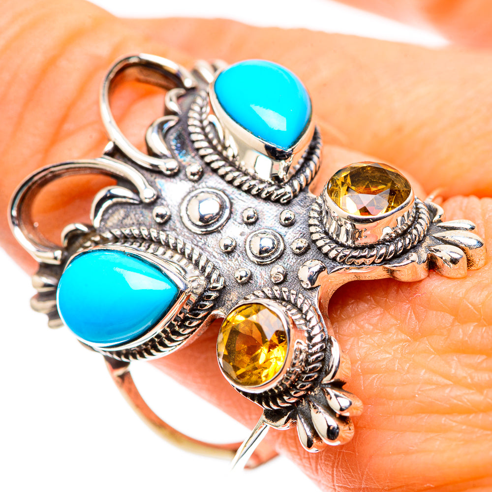 Large Sleeping Beauty Turquoise, Citrine 925 Sterling Silver Ring Size 10.75 (925 Sterling Silver) RING137764