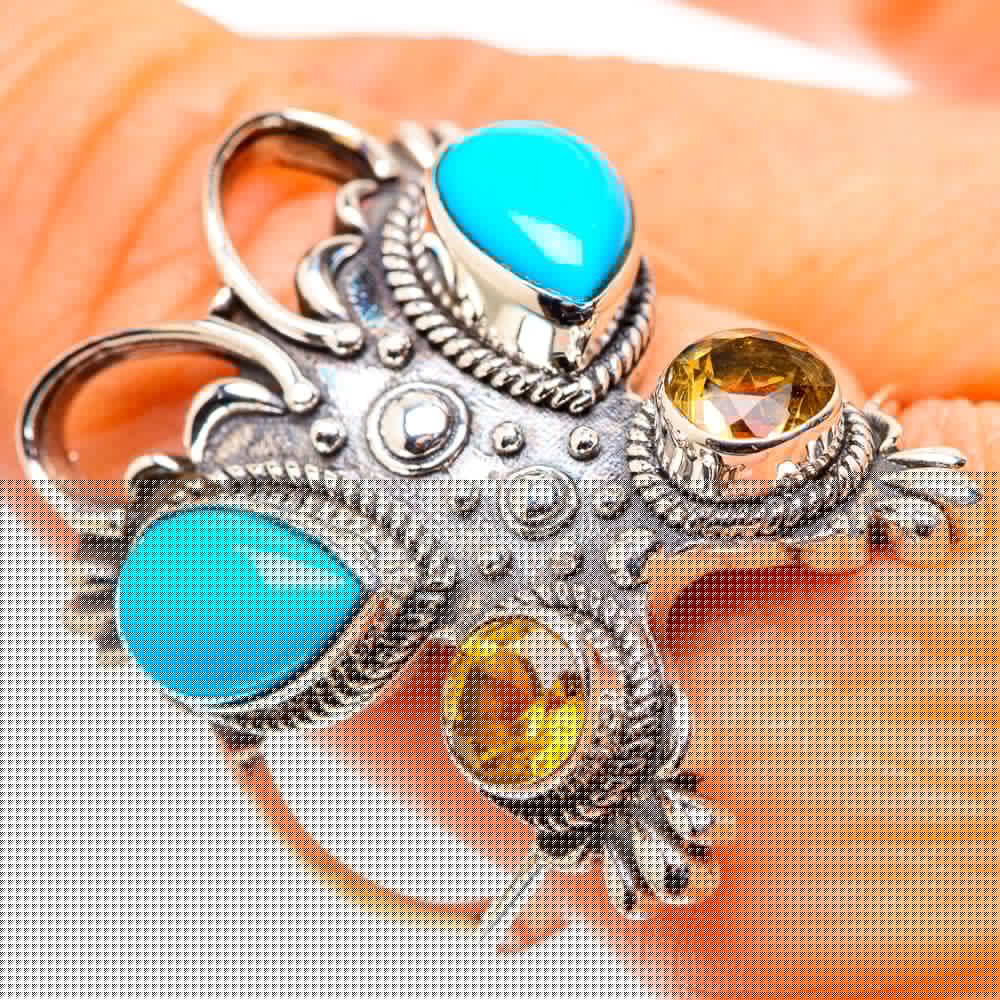 Large Sleeping Beauty Turquoise, Citrine 925 Sterling Silver Ring Size 10.75 (925 Sterling Silver) RING137764
