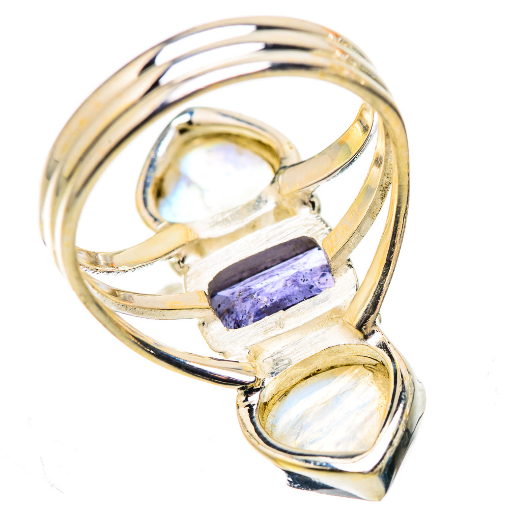 Faceted Tanzanite, Rainbow Moonstone Ring Size 7.5 (925 Sterling Silver) RING135639