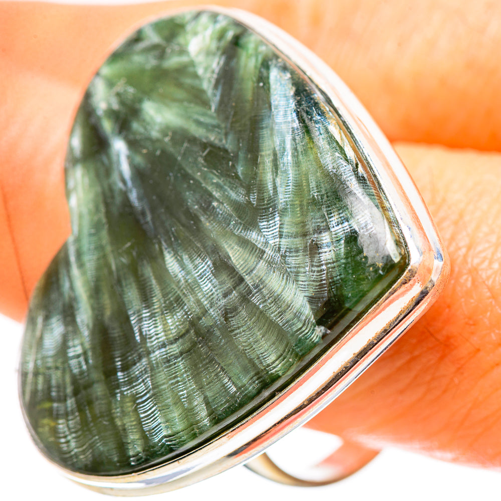 Huge Seraphinite Ring Size 11 (925 Sterling Silver) RING136537