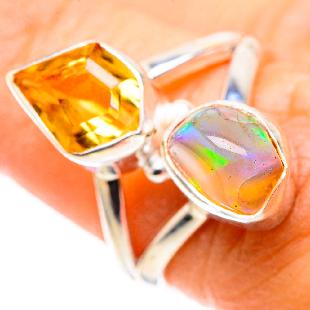 Natural Ethiopian Opal, Citrine 925 Sterling Silver Ring Size 6.25 (925 Sterling Silver) RING137665