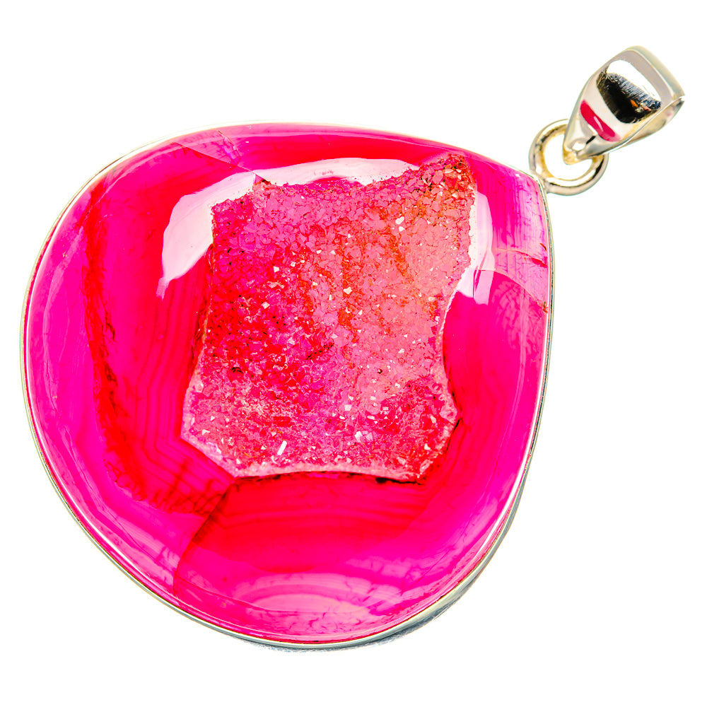 Pink Window Druzy Pendant 2"  (925 Sterling Silver) PD36946