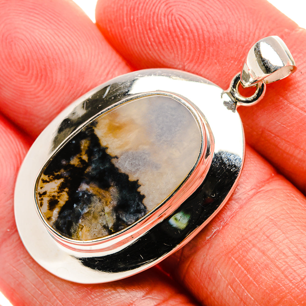 Scenic Dendritic Agate 925 Sterling Silver Pendant 1 5/8" Ana Co P37082
