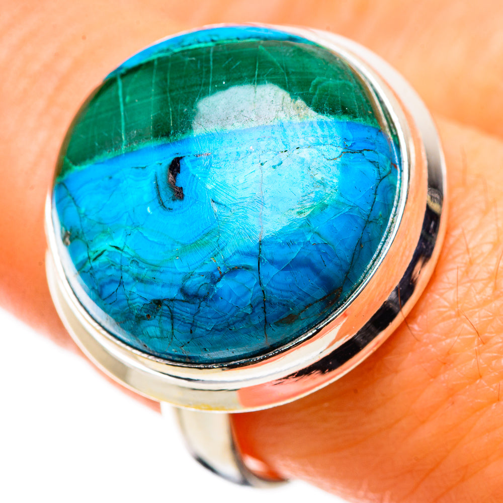 Anasilvercos Malachite In Chrysocolla Ring Size 8.75 (925 Sterling Silver)