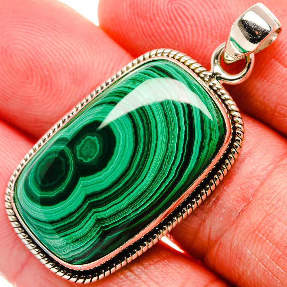 Malachite Pendant 1 3/4"  (925 Sterling Silver) PD37209