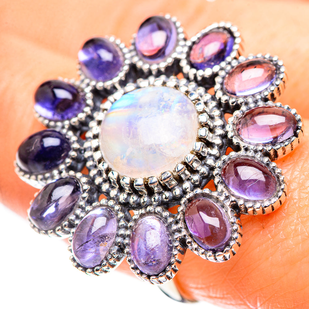 Large Rainbow Moonstone, Tanzanite Ring Size 8.5 (925 Sterling Silver) RING136954