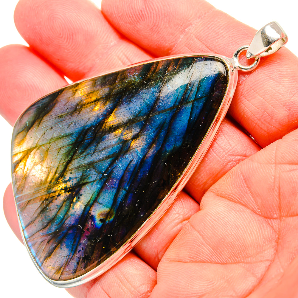 Huge Labradorite Pendant 3" (925 Sterling Silver) PD36841