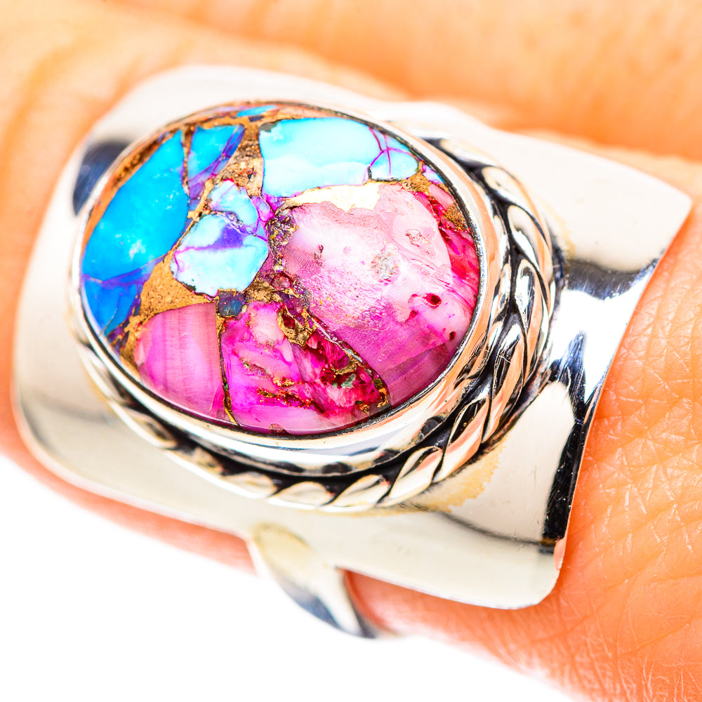 Kingman Pink Dahlia Turquoise 925 Sterling Silver Ring Size 8.5 (925 Sterling Silver) RING137436