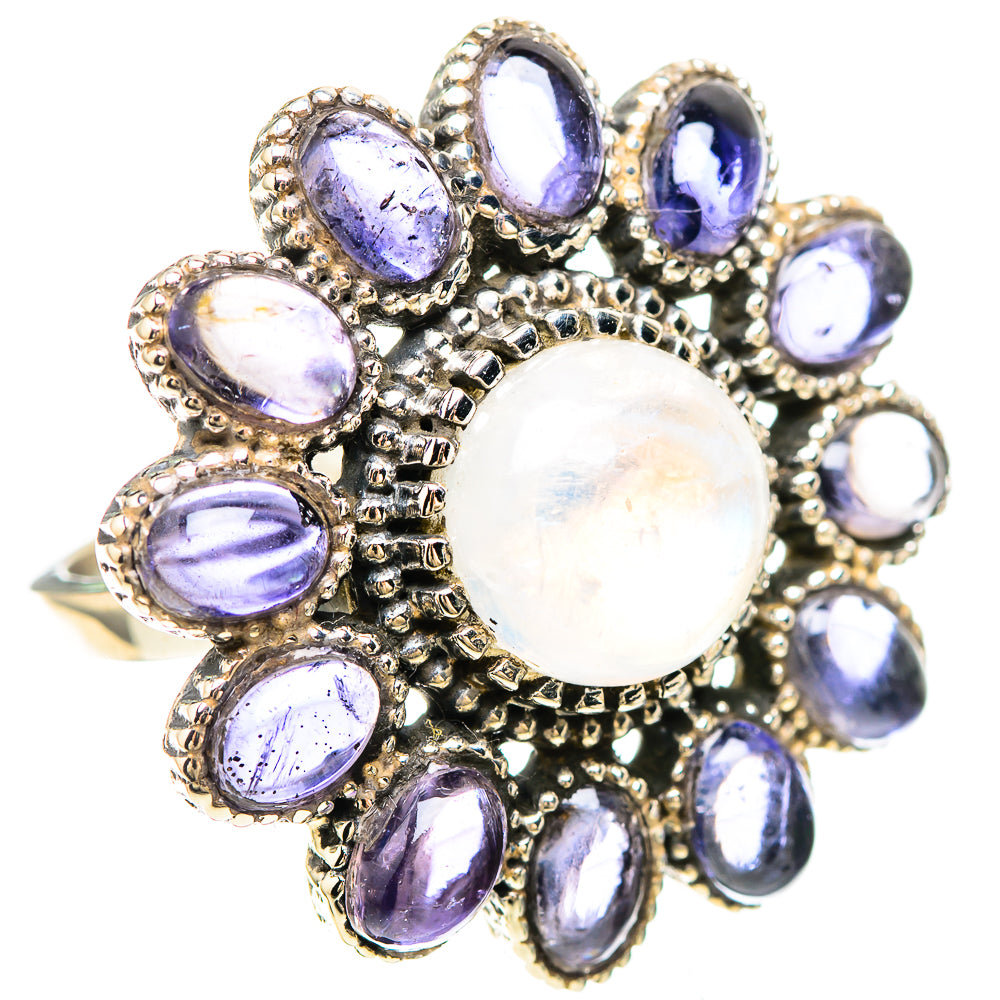 Large Rainbow Moonstone, Tanzanite 925 Sterling Silver Ring Size 9 (925 Sterling Silver) RING137323