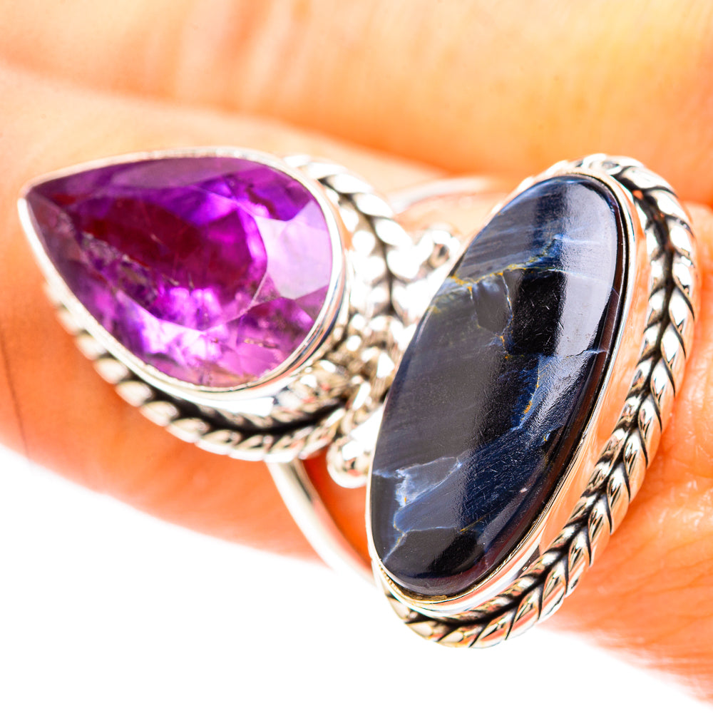 Large Pietersite, Amethyst Ring Size 8 (925 Sterling Silver) RING137135
