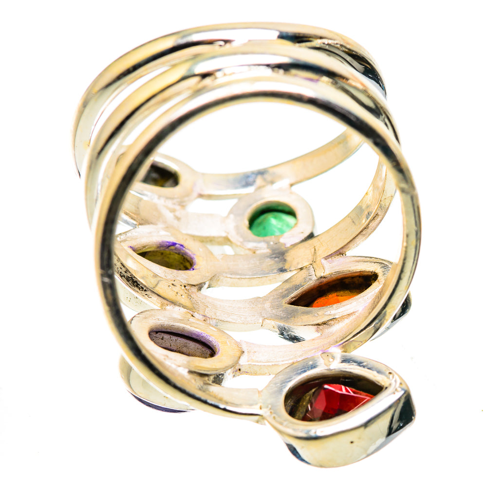Garnet, Tanzanite, Blue Topaz, Peridot, Emerald Ring Size 7.25 (925 Sterling Silver) RING134891