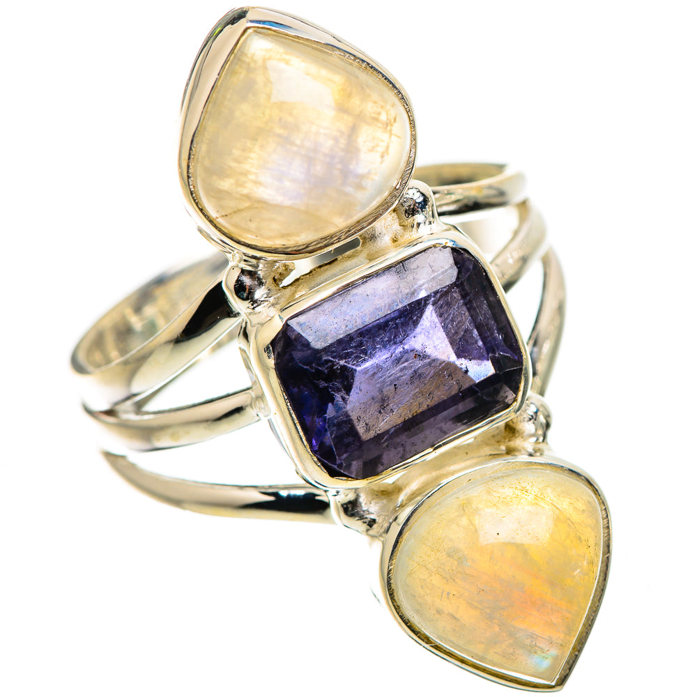Faceted Tanzanite, Rainbow Moonstone Ring Size 8 (925 Sterling Silver) RING135436