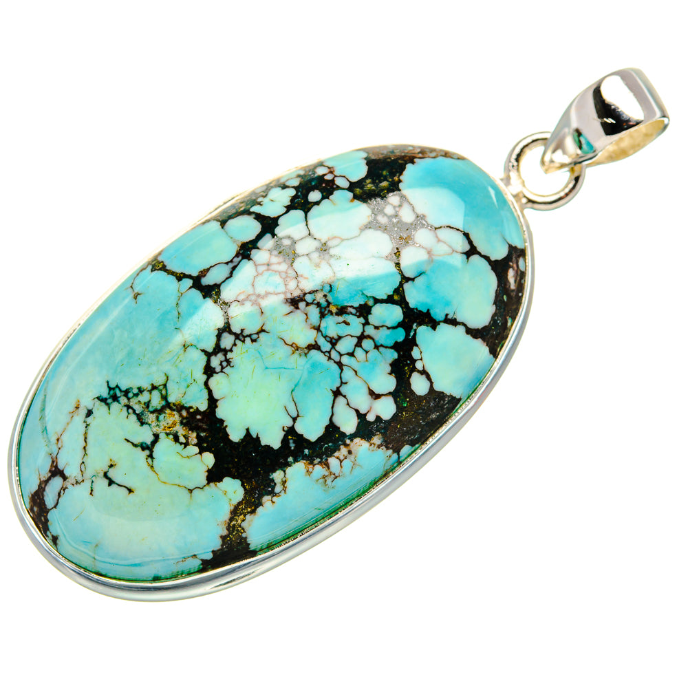 Tibetan Turquoise Pendant 2" (925 Sterling Silver) PD36965