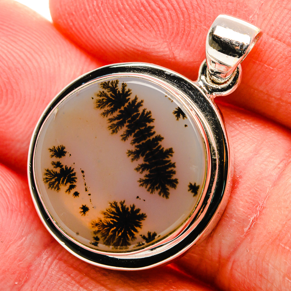 Scenic Dendritic Agate Pendant 1 1/4" (925 Sterling Silver) PD37083