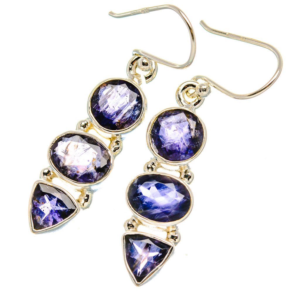 Faceted Tanzanite Earrings 1 1/2" (925 Sterling Silver) EARR431791