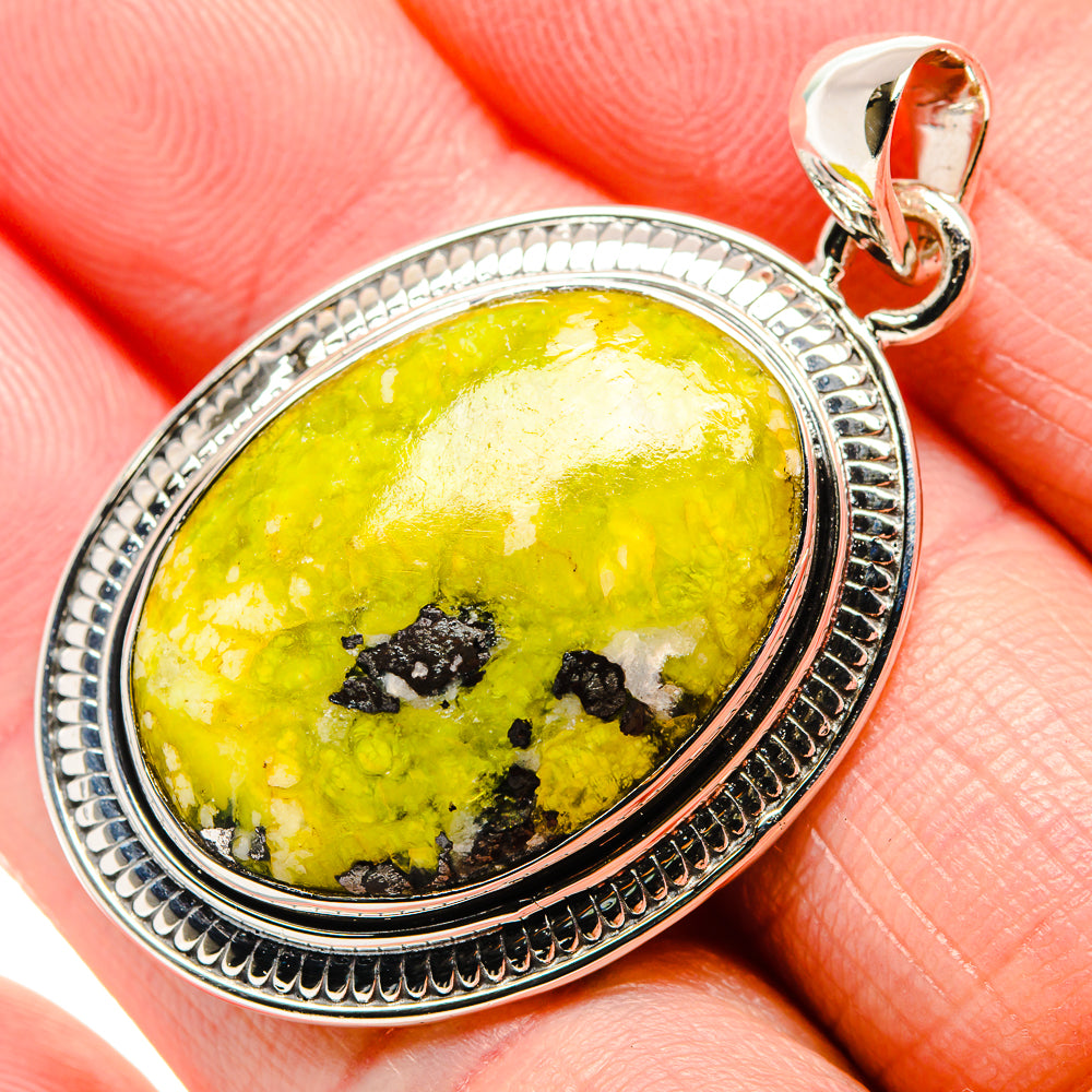 Lemon Jasper Pendant 1 3/4" (925 Sterling Silver) PD36313