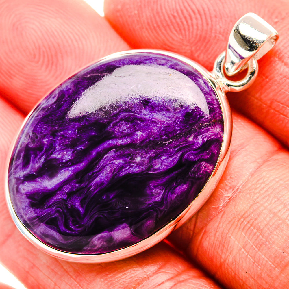 Charoite Pendant 1 5/8" (925 Sterling Silver) PD37383
