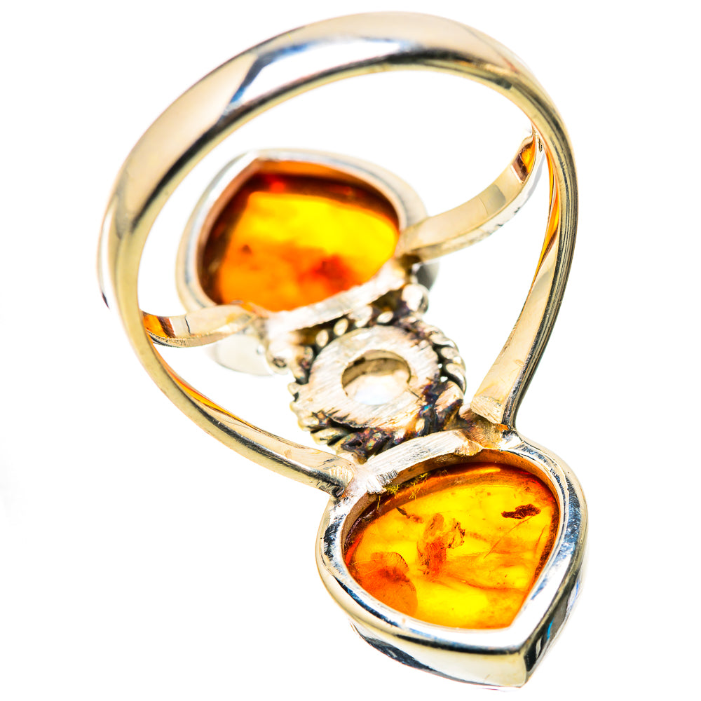 Baltic Amber, Rainbow Moonstone Ring Size 0 (925 Sterling Silver) RING134964