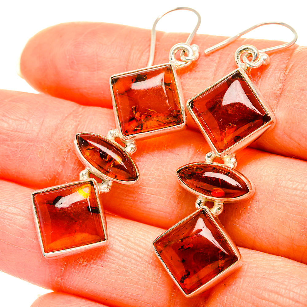 Baltic Amber Earrings 2" (925 Sterling Silver) EARR431615