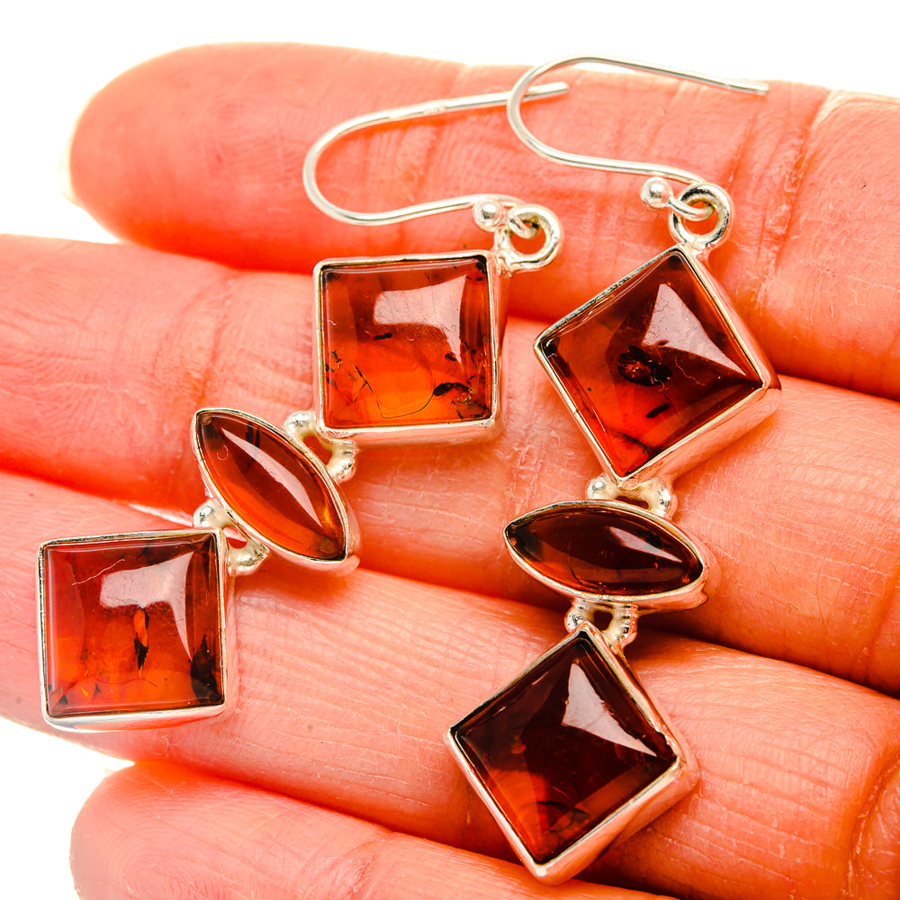 Baltic Amber Earrings 2 1/4"  (925 Sterling Silver) EARR431670
