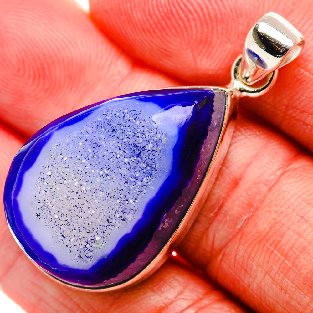 Purple Window Druzy Pendant 1 5/8" (925 Sterling Silver) PD37047