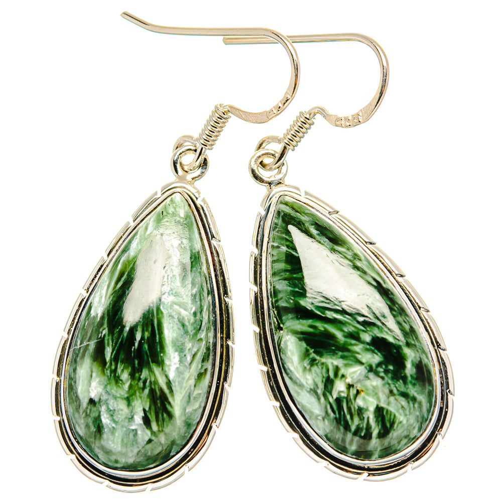 Seraphinite Earrings 1 3/4" (925 Sterling Silver) EARR431501