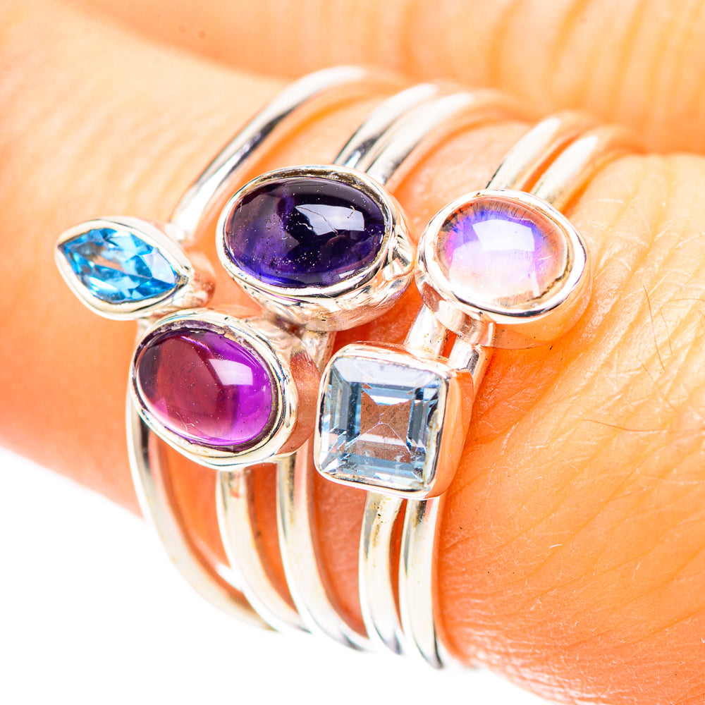 Amethyst, Tanzanite, Blue Topaz 925 Sterling Silver Ring Size 6.25 (925 Sterling Silver) RING137194